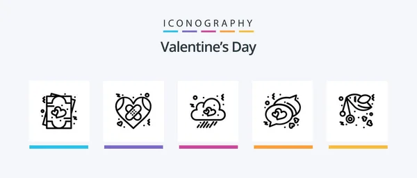 Valentines Day Line Icon Pack Including Cloud Letter Love Love — Stock Vector