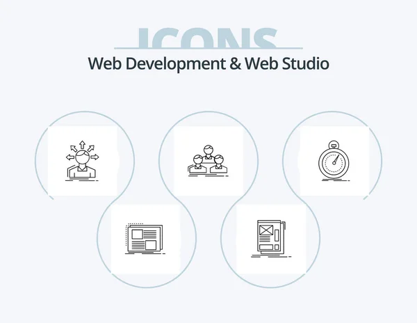 Web Development Web Studio Line Icon Pack Icon Design Chart — Stockový vektor