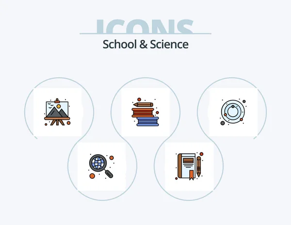 School Science Line Filled Icon Pack Icon Design Nano Monitor — Stok Vektör