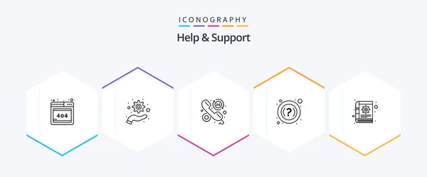 Help Support Line Icon Pack Including Notes Content Help Book — Stockvektor