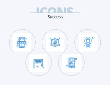 Sucess Blue Icon Pack 5 Icon Design. shield. guard. mobile. checked. review