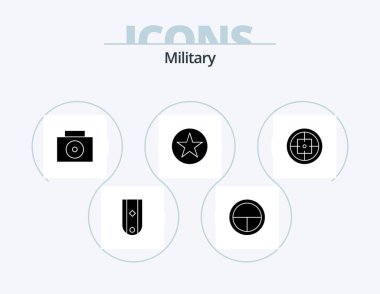 Military Glyph Icon Pack 5 Icon Design. badge. star. soldier. insignia. circle