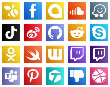 20 Social Media Icons for Your Business such as sina. waze. weibo and china icons. Customizable and unique