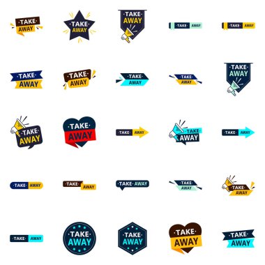 25 Versatile Vector Designs in the Take Away Pack Perfect for Food Delivery Service Advertising