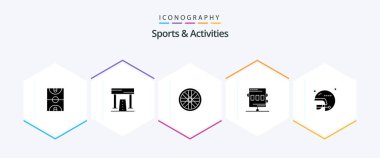 Sports and Activities 25 Glyph icon pack including football. game. game. chronometer. activities