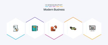 Modern Business 25 FilledLine icon pack including match. business. business. puzzle. pen