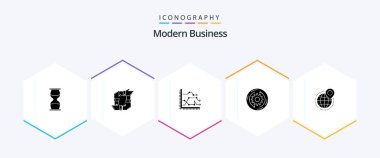 Modern Business 25 Glyph icon pack including trends. diagram. collaboration. chart. analytics