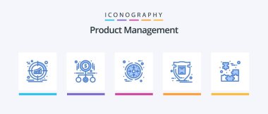 Product Management Blue 5 Icon Pack Including parcel. protection. pay. package. processing. Creative Icons Design