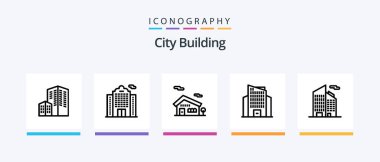 City Building Line 5 Icon Pack Including business. company. administration. building. address. Creative Icons Design
