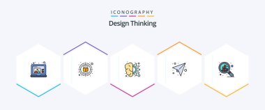 Design Thinking 25 FilledLine icon pack including grid. send. design. plan. message