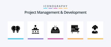 Project Management And Development Glyph 5 Icon Pack Including office. workplace. inbox. empty. Creative Icons Design