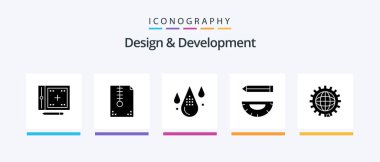 Design and Development Glyph 5 Icon Pack Including design. coding. design. drop. design. Creative Icons Design
