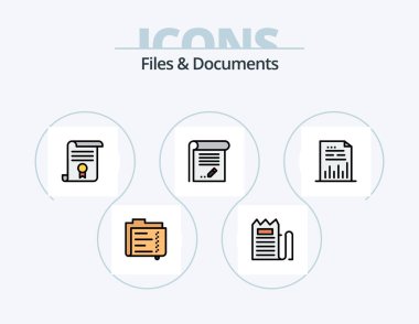 Files And Documents Line Filled Icon Pack 5 Icon Design. data. archive. notepad. graph. document