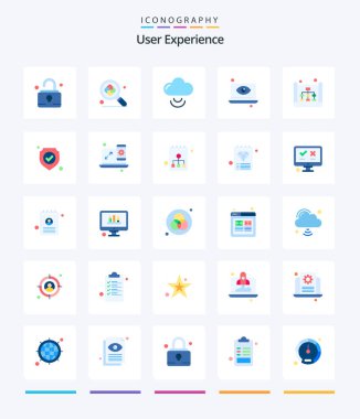 Creative User Experience 25 Flat icon pack  Such As site map. map. cloud. view. laptop