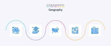 Geo Graphy Blue 5 Icon Pack Including location. map. world. america. united