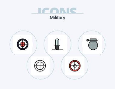 Military Line Filled Icon Pack 5 Icon Design. soldier. military. army. badge. target