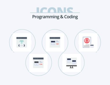 Programming And Coding Flat Icon Pack 5 Icon Design. develop. code. develop. development. coding