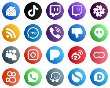 20 Essential Social Media Icons such as dislike. rakuten. rss. viber and video icons. Fully editable and professional