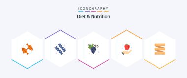 Diet And Nutrition 25 Flat icon pack including measurement. healthy. diet. healthy breakfast. apple