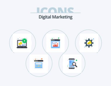 Digital Marketing Flat Icon Pack 5 Icon Design. settings. megaphone. digital advertising. marketing. browser
