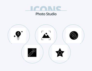Photo Studio Glyph Icon Pack 5 Icon Design. . dvd. light. cd. photo
