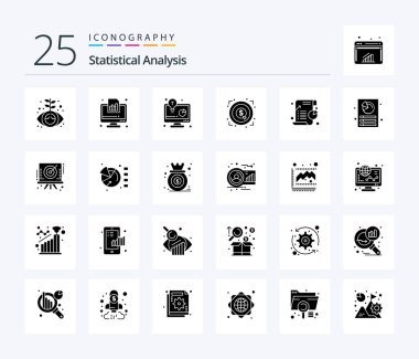 Statistical Analysis 25 Solid Glyph icon pack including business. money. report. achievement. business solution