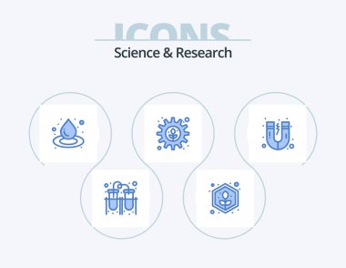 Science Blue Icon Pack 5 Icon Design. science. attraction. drop. setting. gear