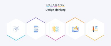 Design Thinking 25 Flat icon pack including thinking. digital. brain. design. thinking