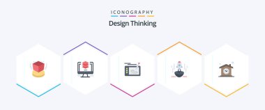 Design Thinking 25 Flat icon pack including business. launch. computer. pad. pencil