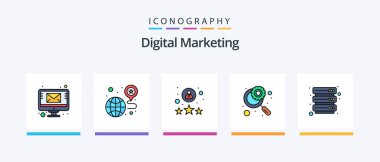 Digital Marketing Line Filled 5 Icon Pack Including reward. software. glass. crm software. app. Creative Icons Design