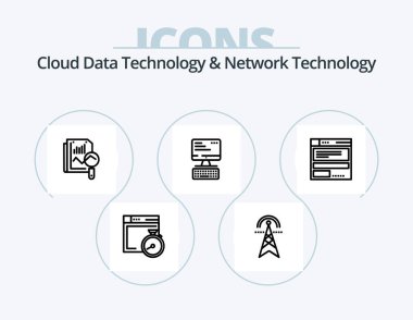 Cloud Data Technology And Network Technology Line Icon Pack 5 Icon Design. cloud. money . server. server . network