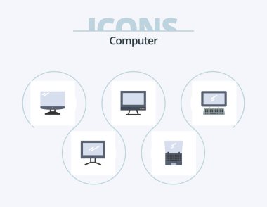 Computer Flat Icon Pack 5 Icon Design. . . laptop. pc. device