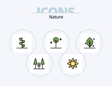 Nature Line Filled Icon Pack 5 Icon Design. plant. desert. nature. cactus. globe