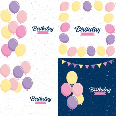 Happy Birthday written in colorful. handwritten script with confetti and streamers in the background