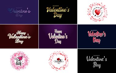 Happy Valentine's Day hand lettering calligraphy text and heart. isolated on white background vector illustration