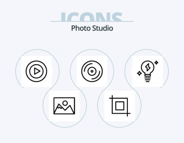Photo Studio Line Icon Pack 5 Icon Design. photography. photo. star. data. sd