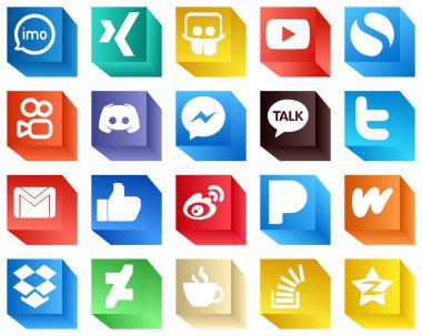 3D Social Media Icons Pack 20 icons such as kakao talk. facebook. simple. messenger and text icons. High-quality and minimalist