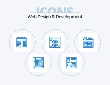 Web Design And Development Blue Icon Pack 5 Icon Design. design. refresh. digital. web. design