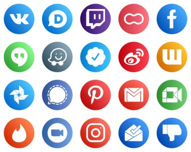 20 Professional Social Media Icons such as google photo. china and weibo icons. Minimalist and professional