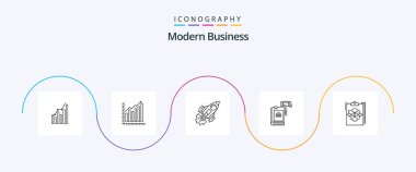 Modern Business Line 5 Icon Pack Including gavel. auction. business. action. spaceship