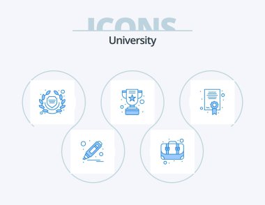 University Blue Icon Pack 5 Icon Design. degree. college. trophy. achievement