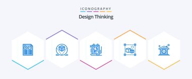 Design Thinking 25 Blue icon pack including box. file. document. design. clipboard