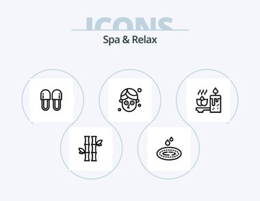 Spa And Relax Line Icon Pack 5 Icon Design. water. wellness. natural. towels. stone