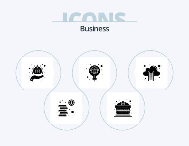 Business Glyph Icon Pack 5 Icon Design. cloud hosting. idea. business. strategy. business