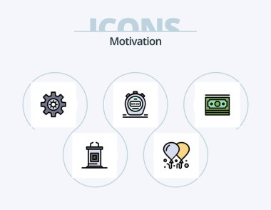 Motivation Line Filled Icon Pack 5 Icon Design. equalizer. decoration. london eye. glass stand. learning