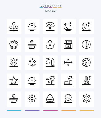Creative Nature 25 OutLine icon pack  Such As night. night. mushroom. nature. foggy