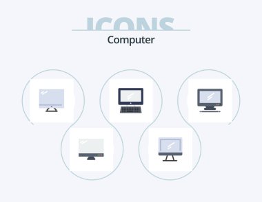 Computer Flat Icon Pack 5 Icon Design. .
