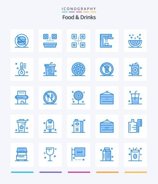 Creative Food & Drinks 25 Blue icon pack  Such As slice. food. cooking. drinks. machine
