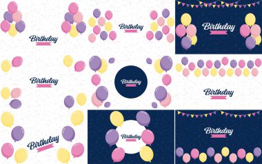 Vector illustration of aHappy Birthday celebration background with balloons. banner. and confetti for greeting cards