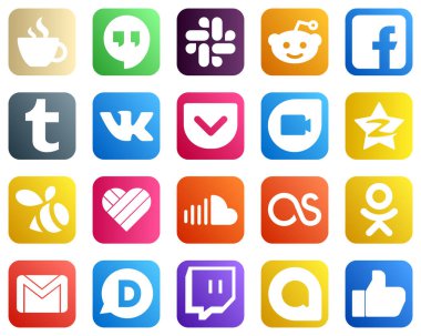 20 Professional Social Media Icons such as likee. tencent and google duo icons. Minimalist and professional